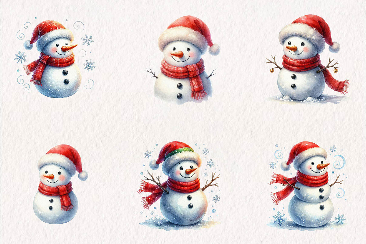 Christmas Snowman PNG, a Seasonal Illustration by CreationArt (Photo 2 of 7)