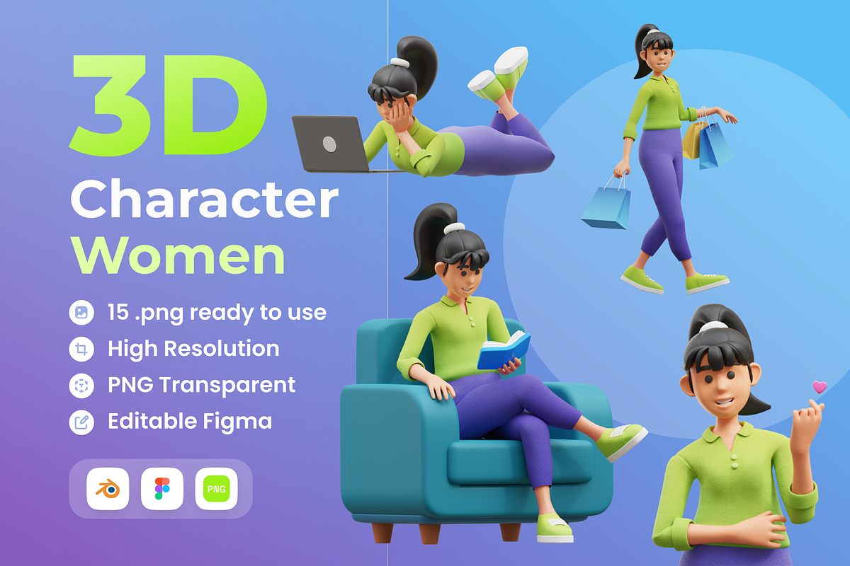 Character Women 3D Illustration, a Characters & Person 3D Model by Vektora Studio (Photo 1 of 2)