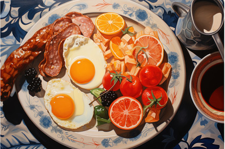 Breakfast plate food. Generate Ai, a Food & Drink Photo by Ylivdesign