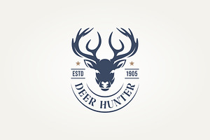 antler deer head hunting icon logo, a Branding & Logo Template by Blazybone