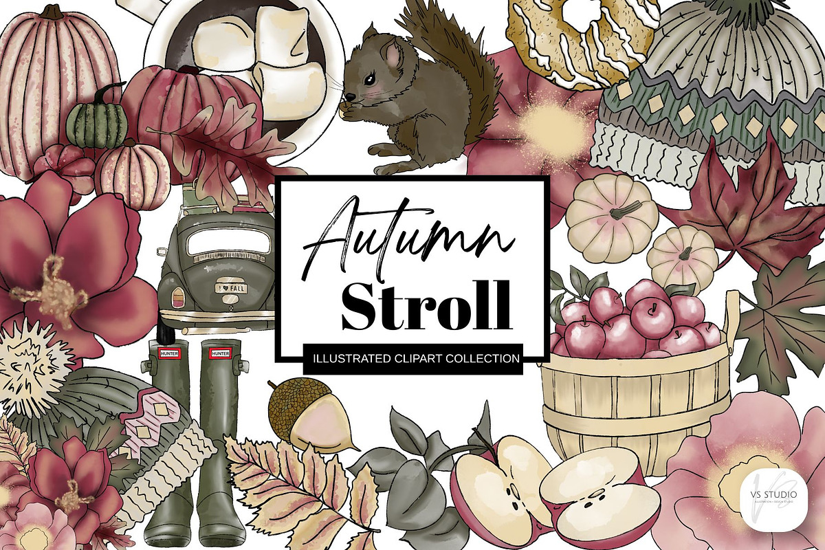 Autumn Stroll Clip Art, an Illustration by VS Studio (Photo 1 of 3)