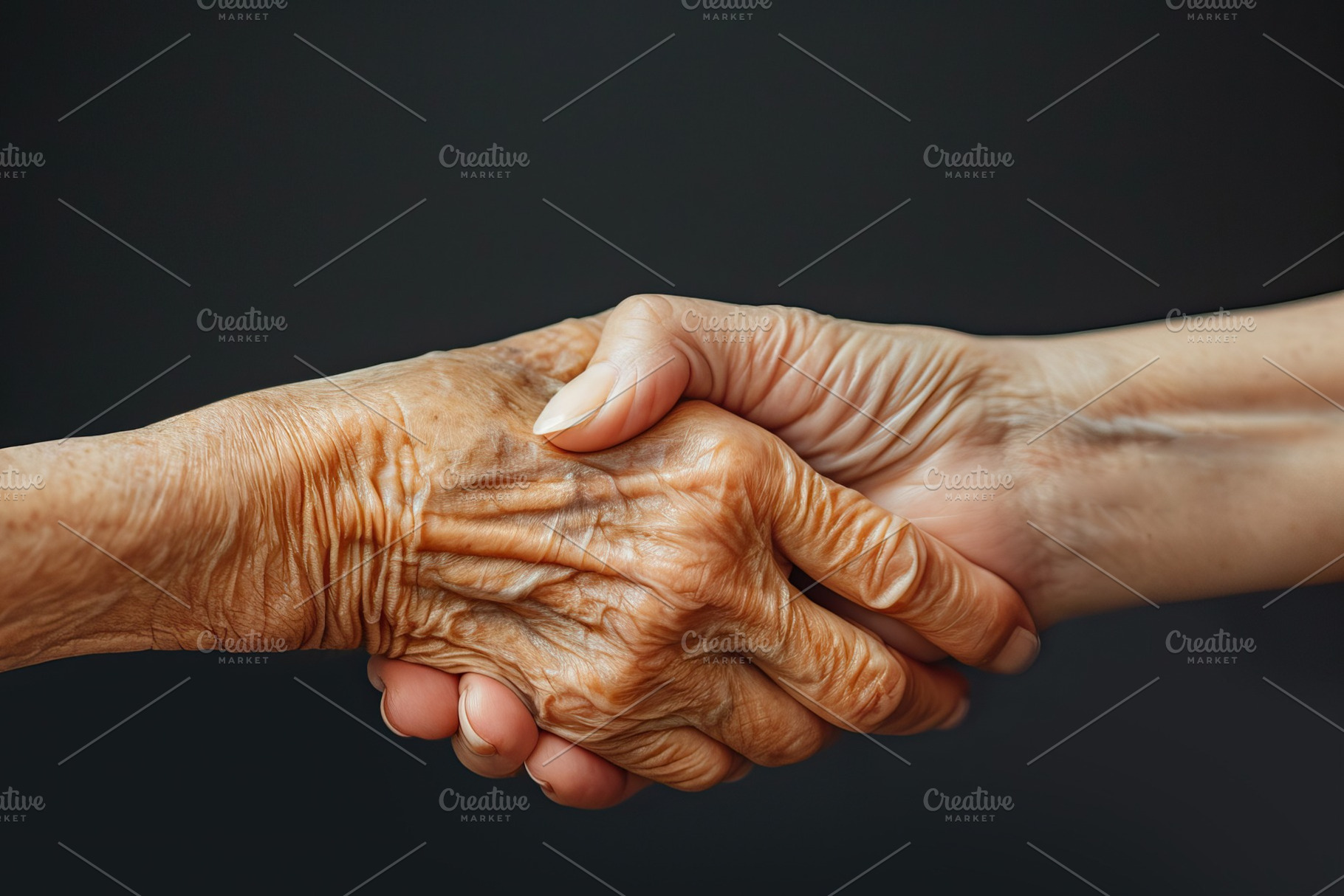 Generational Hand Embrace Against Neutral Background. Generative AI., a Photo by OSORIOartist