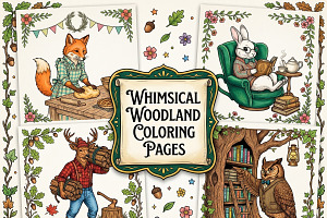 Whimsical Woodland Coloring Pages, an Animal Illustration by Image for Sale