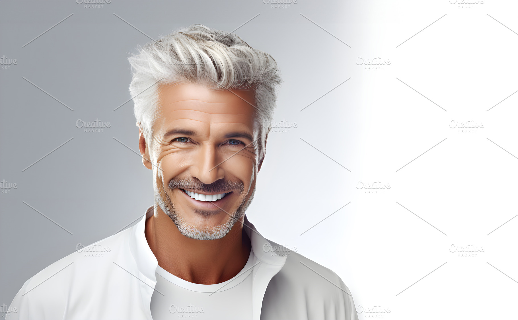 Portrait of cheerful smiling senior mature mid-aged against white background, a Person Photo by Lenor4ik