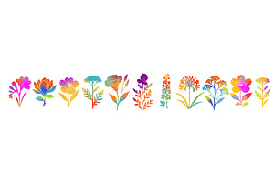 A set of colored flowers. Hand drawn, an Object Illustration by Nenahliadava Design