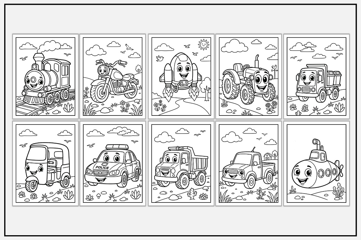 Transportation Coloring Book for Kid, a Transportation Illustration by Lamia Emad (Photo 2 of 5)