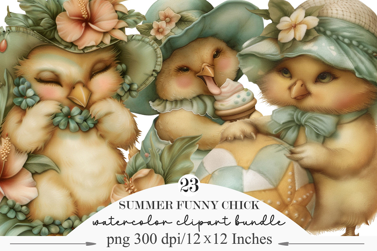 Summer Funny Chick Clipart, an Illustration by Designking (Photo 1 of 5)