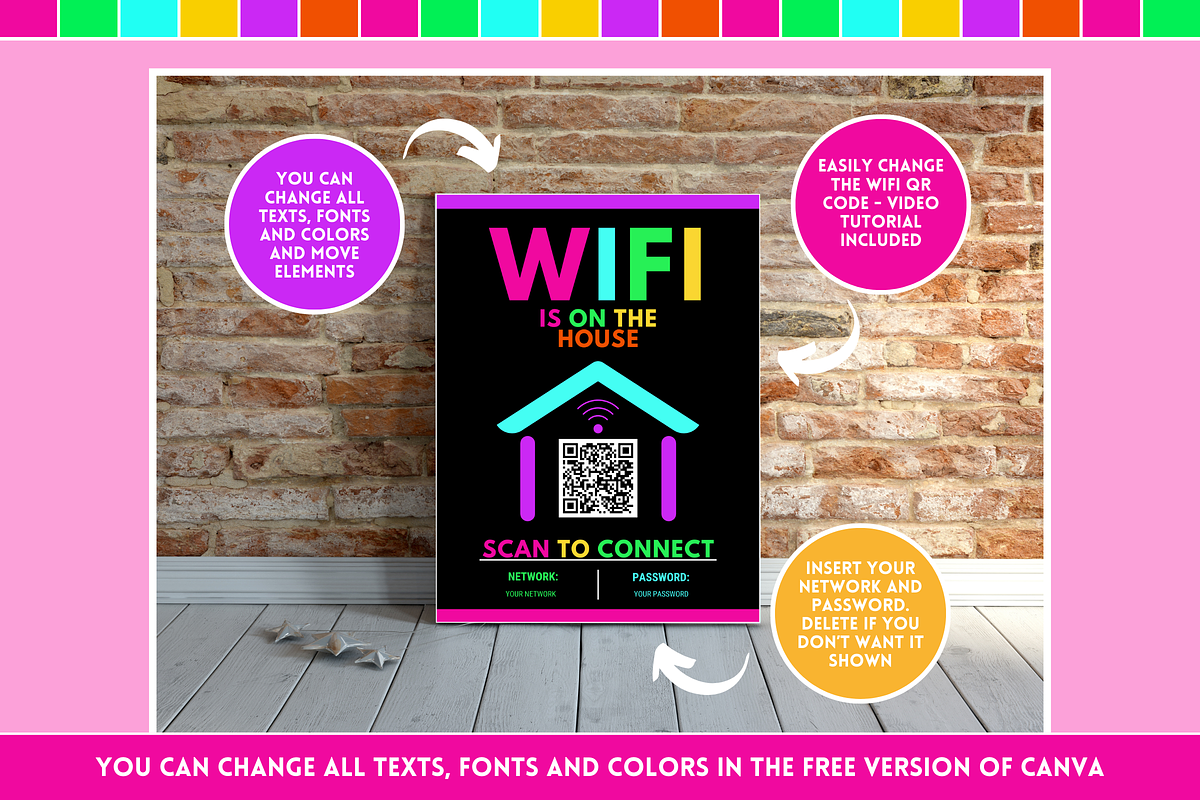 WiFi QR Code Sign - Neon, a Stationery Template by SunshineStudioBoutique (Photo 7 of 10)