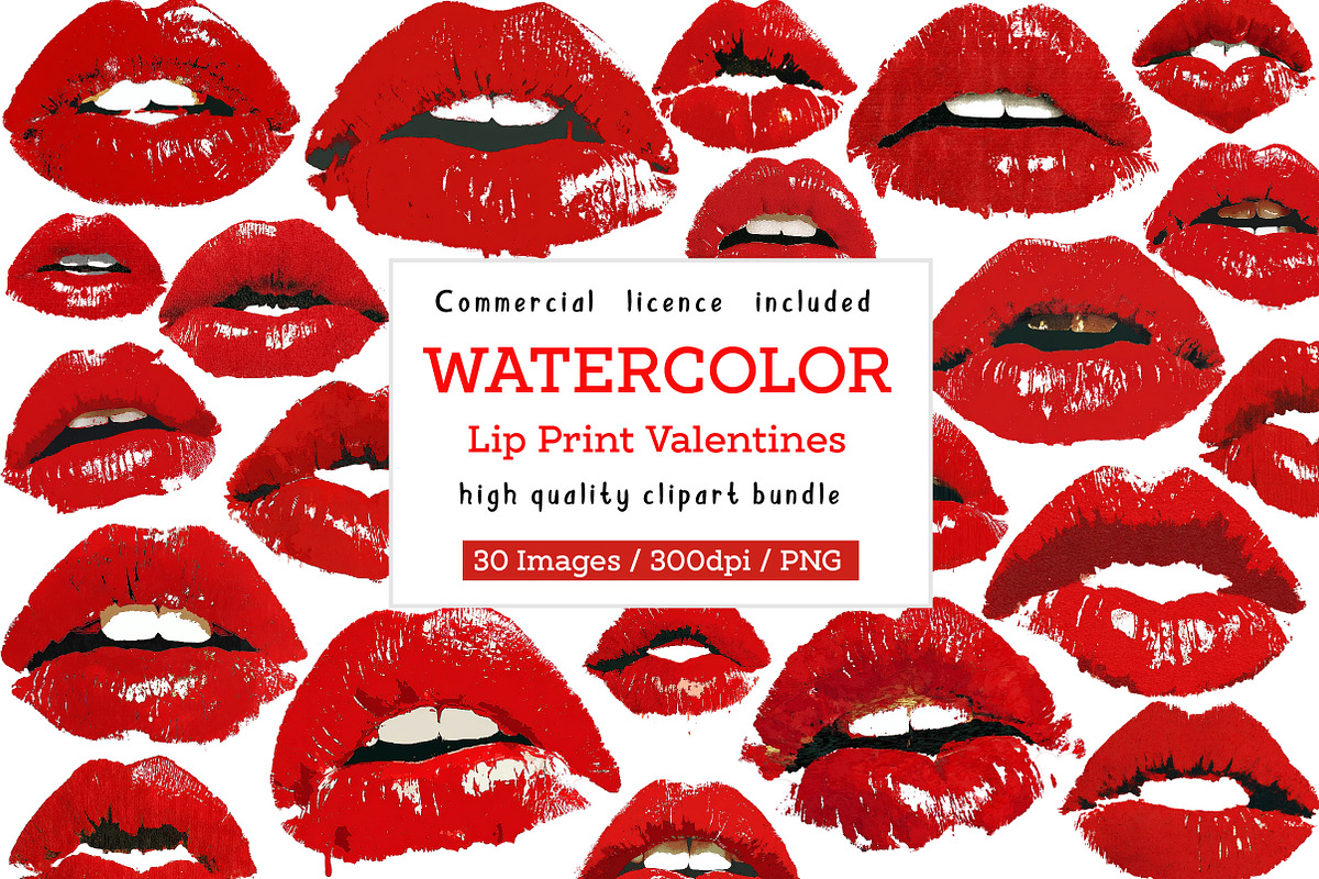 lip print valentines day png, an Illustration by CreationArt (Photo 1 of 6)