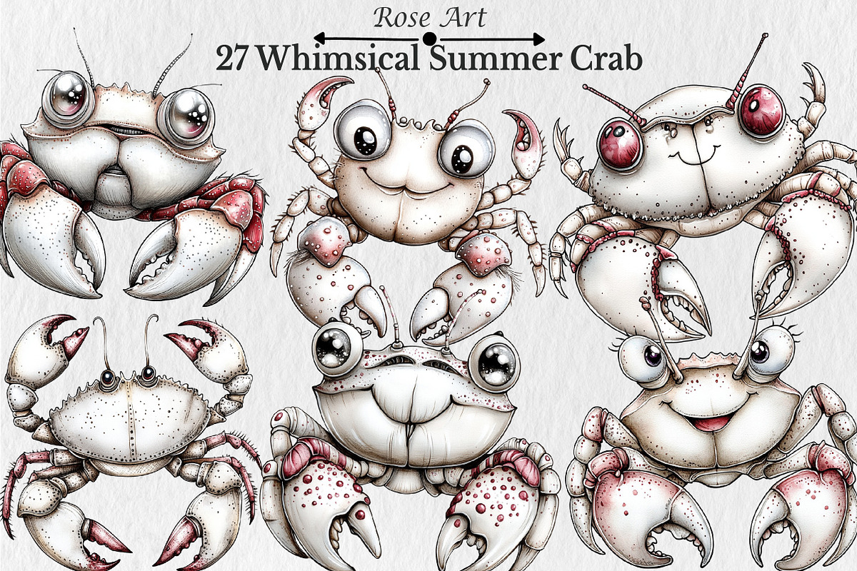 Whimsical Summer Crab Clipart, an Illustration by Rose Art (Photo 1 of 6)