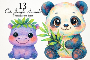 Cute Jungle Animals PNG Clipart, an Animal Illustration by RobertsArt