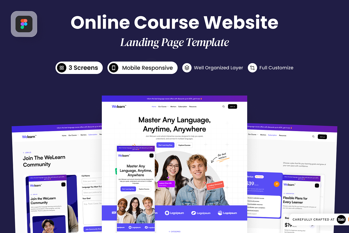 Welearn - Online Course Website, a Landing Page Template by SLAB! Design (Photo 1 of 5)