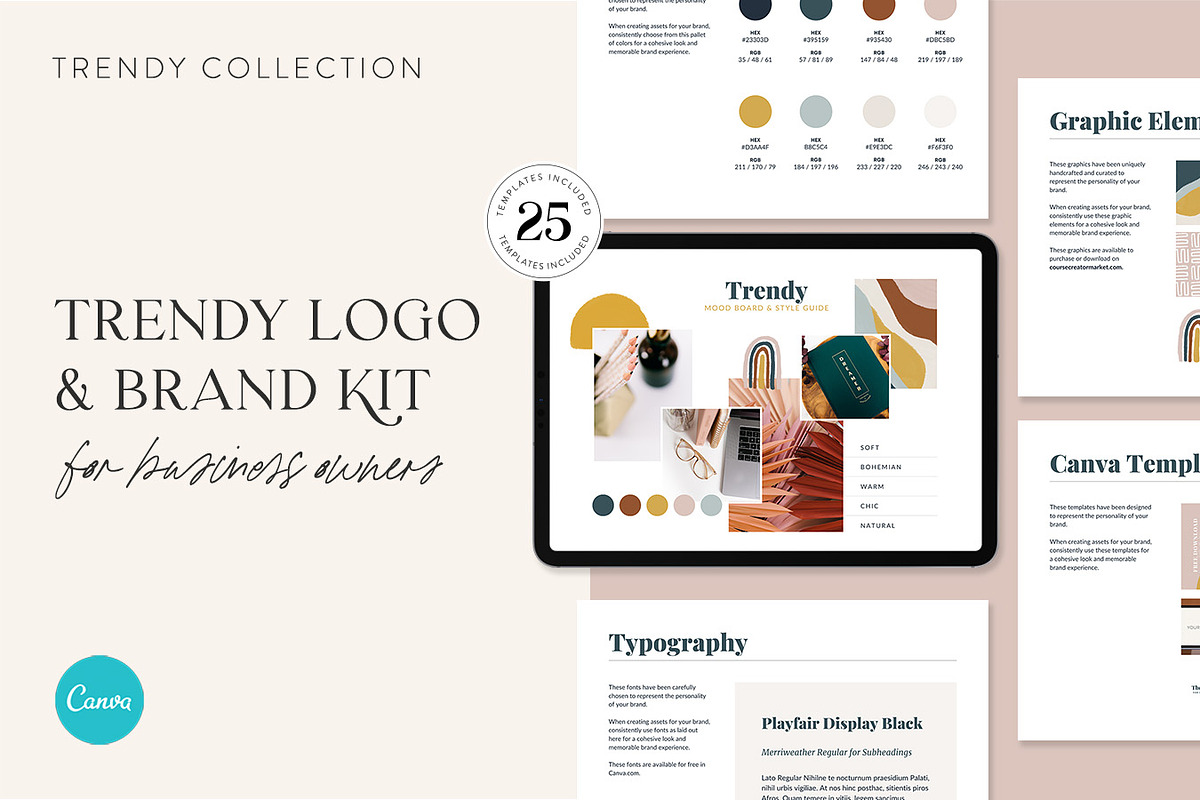 Trendy Logo & Branding Kit, a Branding & Logo Template by Jessica Rea (Photo 1 of 4)
