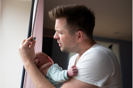 Worried oung father looking on, a Person Photo by Koldunova