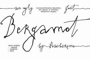 Bergamot // experimental, raw script, a Handwritten Font by PeachCreme