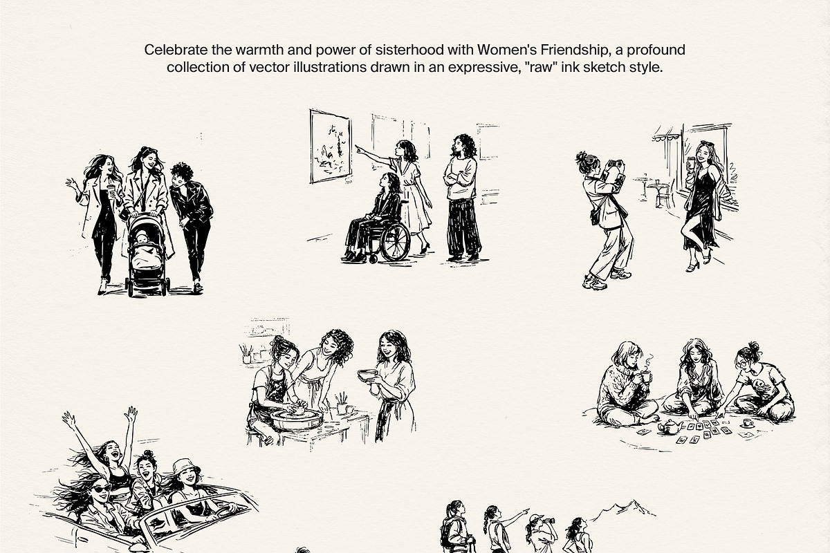 Women's Friendship: Vector Line Art, a Person Illustration by divanovskaya_nv (Photo 8 of 15)