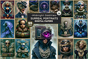Surreal Portraits Digital Paper Set, a Decorative Illustration by ThatsDesignArt (Thumbnail 1 of 15)