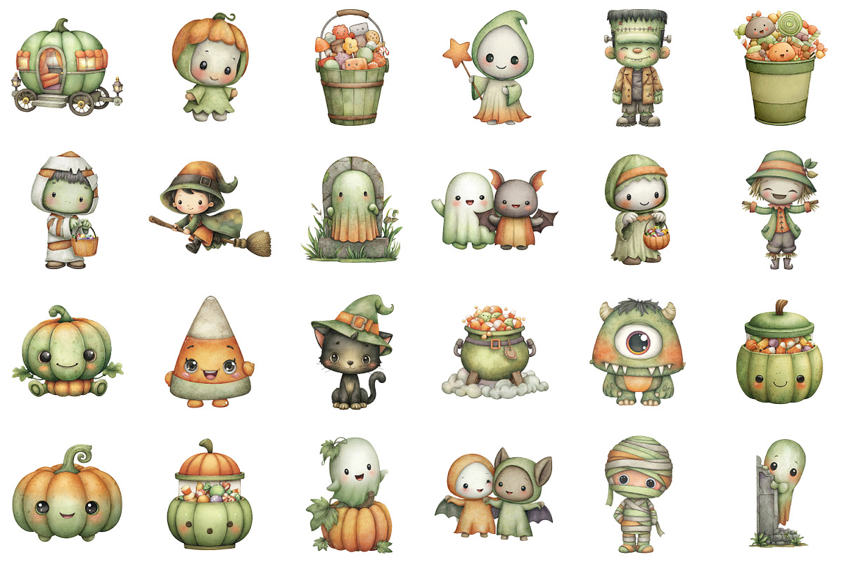 Cute Halloween Clipart Bundle, an Illustration by Sublimation Artist (Photo 2 of 6)