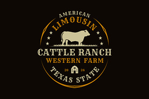Vintage Cattle Farm Western Logo, a Branding & Logo Template by Buqancreative