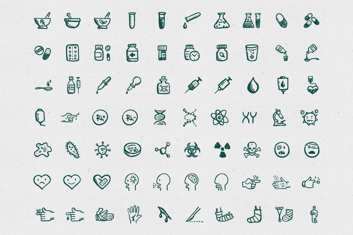 260 hand-drawn medical icons, an Icon by Hand-Drawn Goods (Photo 3 of 5)