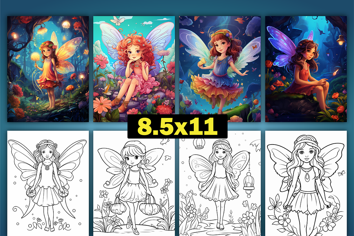 Cute Fairy Coloring Pages for Kids, an Illustration by Creative Art