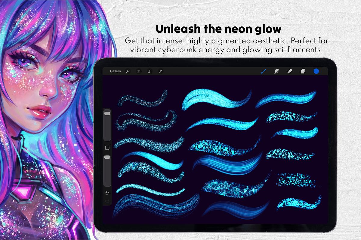 70 Glitter & Shimmer Procreate Brush, a Brush Add-On by Selentaori Studio (Photo 7 of 10)
