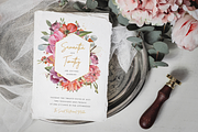 Gold & Floral Wreath Wedding Invite, an Invitation Template by R Whitehurst Design (Thumbnail 2 of 2)
