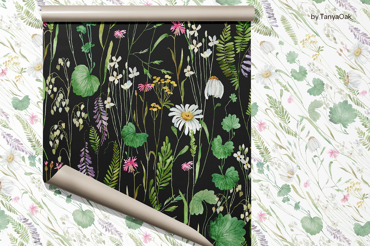 Watercolor Wildflowers Pattern #1, a Pattern Graphic by TanyaOak (Photo 6 of 7)