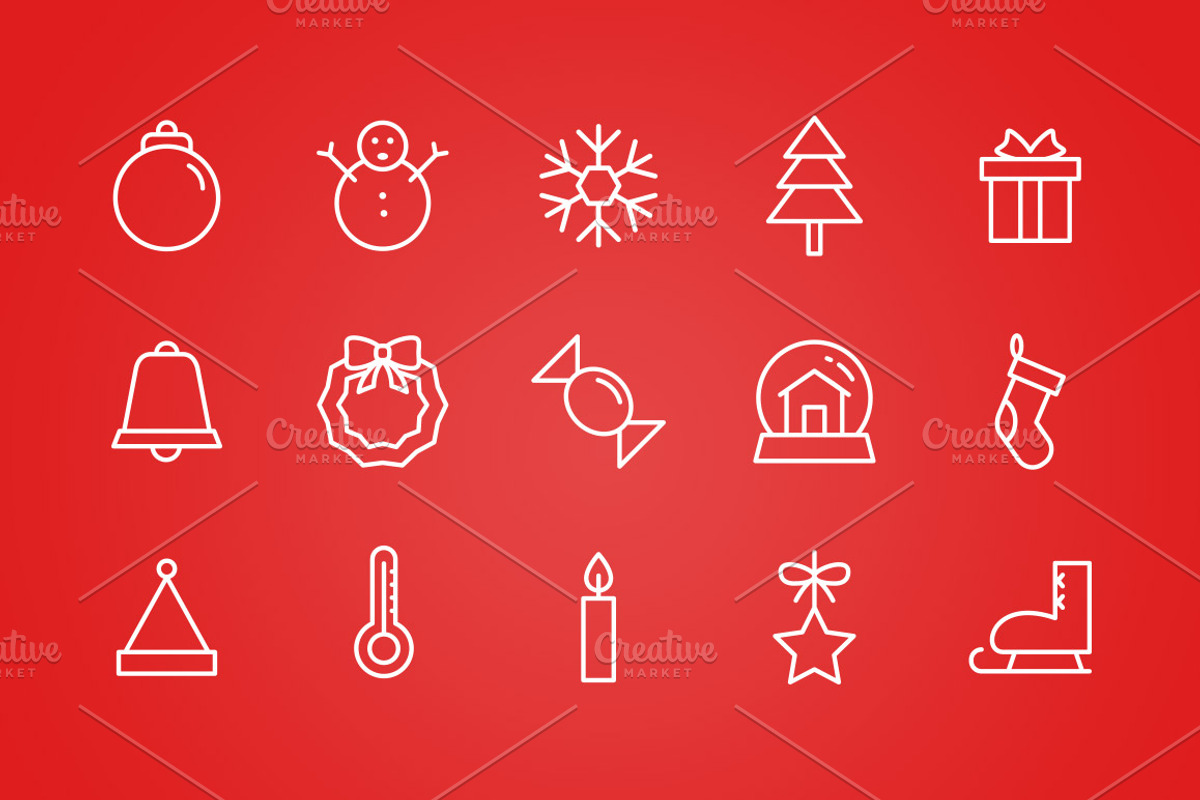 30 Premium Christmas line icons, an Outline Icon by Woo Graphics (Photo 2 of 3)