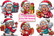 Christmas Crazy Old Women PNG, a Seasonal Illustration by Craft Nest (Thumbnail 1 of 4)