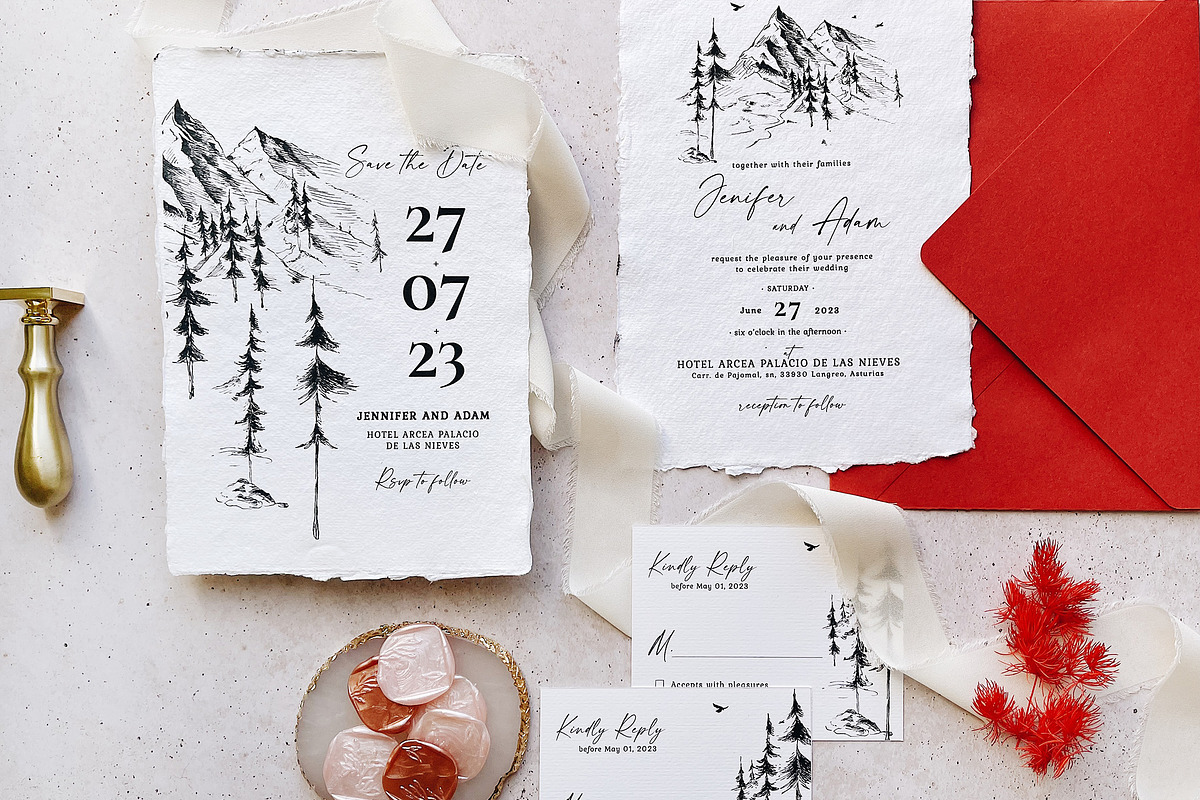Mountain Forest Wedding Suite, an Invitation Template by BlueRobinDesignShop (Photo 8 of 16)