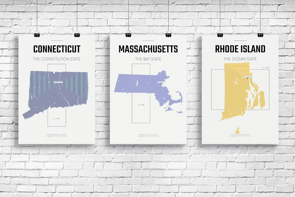 U.S. State Maps Line Art Poster set1, an Illustration by MaximGertsen (Photo 3 of 7)