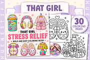 Girl Stress Relief Coloring Book, a Decorative Illustration by HueNestify (Thumbnail 1 of 4)