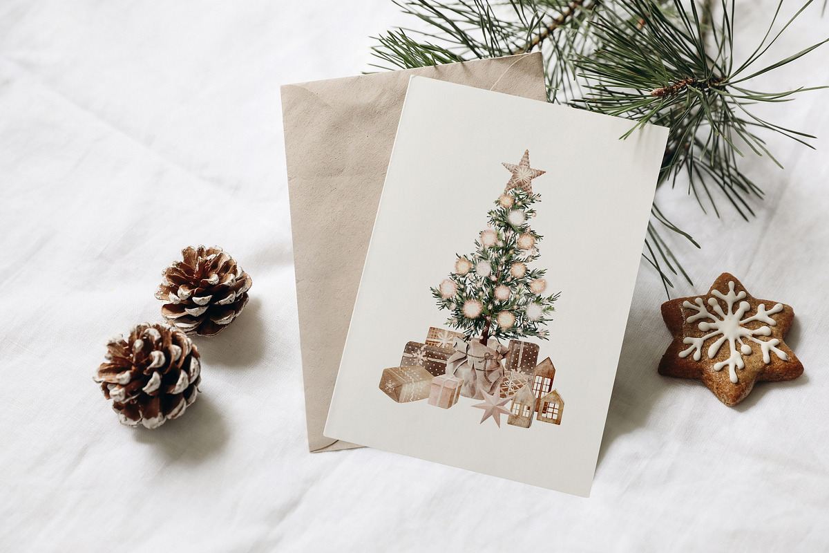 Watercolor Neutral Christmas clipart, a Seasonal Illustration by Lemon design (Photo 8 of 11)