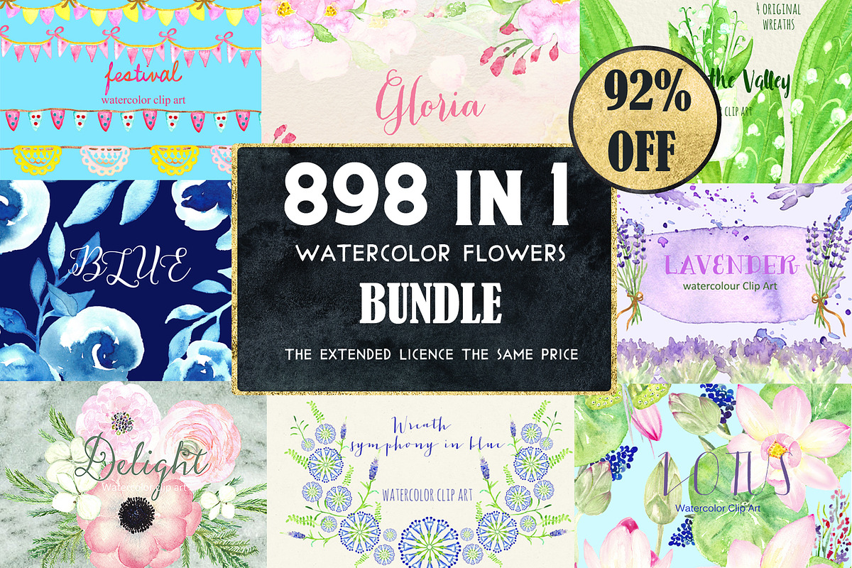 92% OFF Watercolor flowers BUNDLE, a Work Illustration by LABFcreations (Photo 3 of 8)