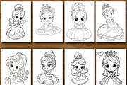 Princess Coloring Pages for Kids, an Illustration by Design Zone (Thumbnail 3 of 7)