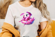 Summer Flamingo Sublimation Clipart, an Illustration by SVGArt (Thumbnail 3 of 8)