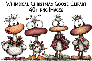 Whimsical Christmas Goose Clipart, an Illustration by Pixels.Craft