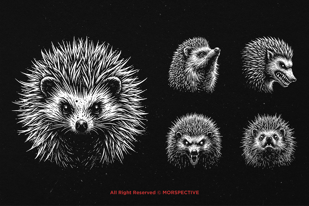 10 Bundle Dark Art Hedgehog thorns, an Illustration by Morspective (Photo 3 of 7)