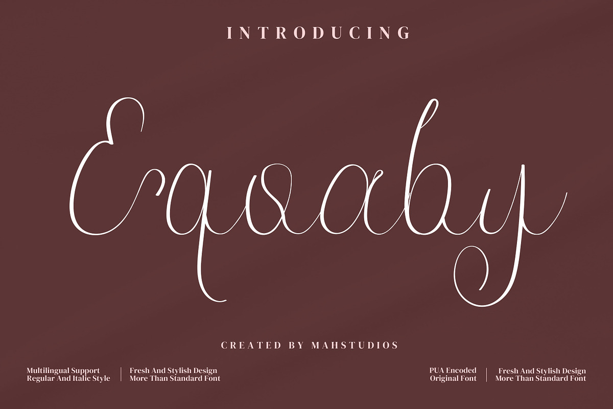 Eqoaby Script Fonts, a Script Font by mahstudios (Photo 1 of 10)