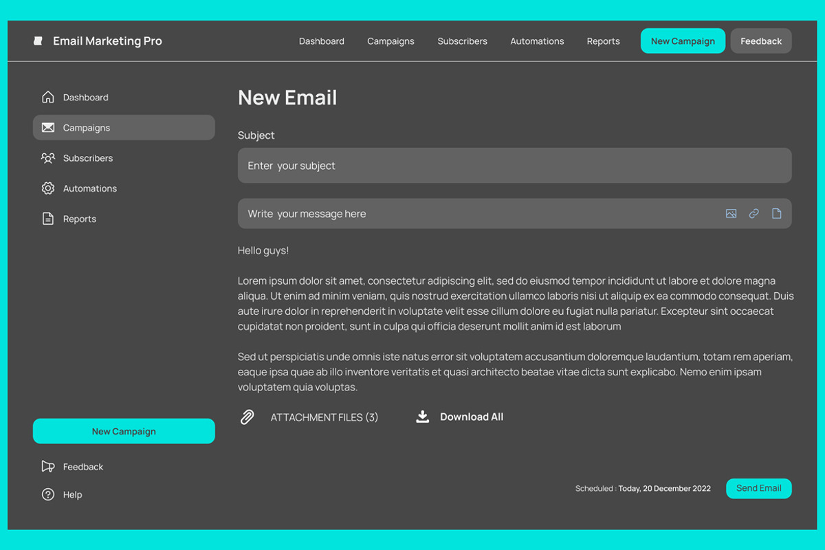 Email marketing Analytics Dashboard, an UI Kit Template by nagaredesignstudio (Photo 3 of 5)