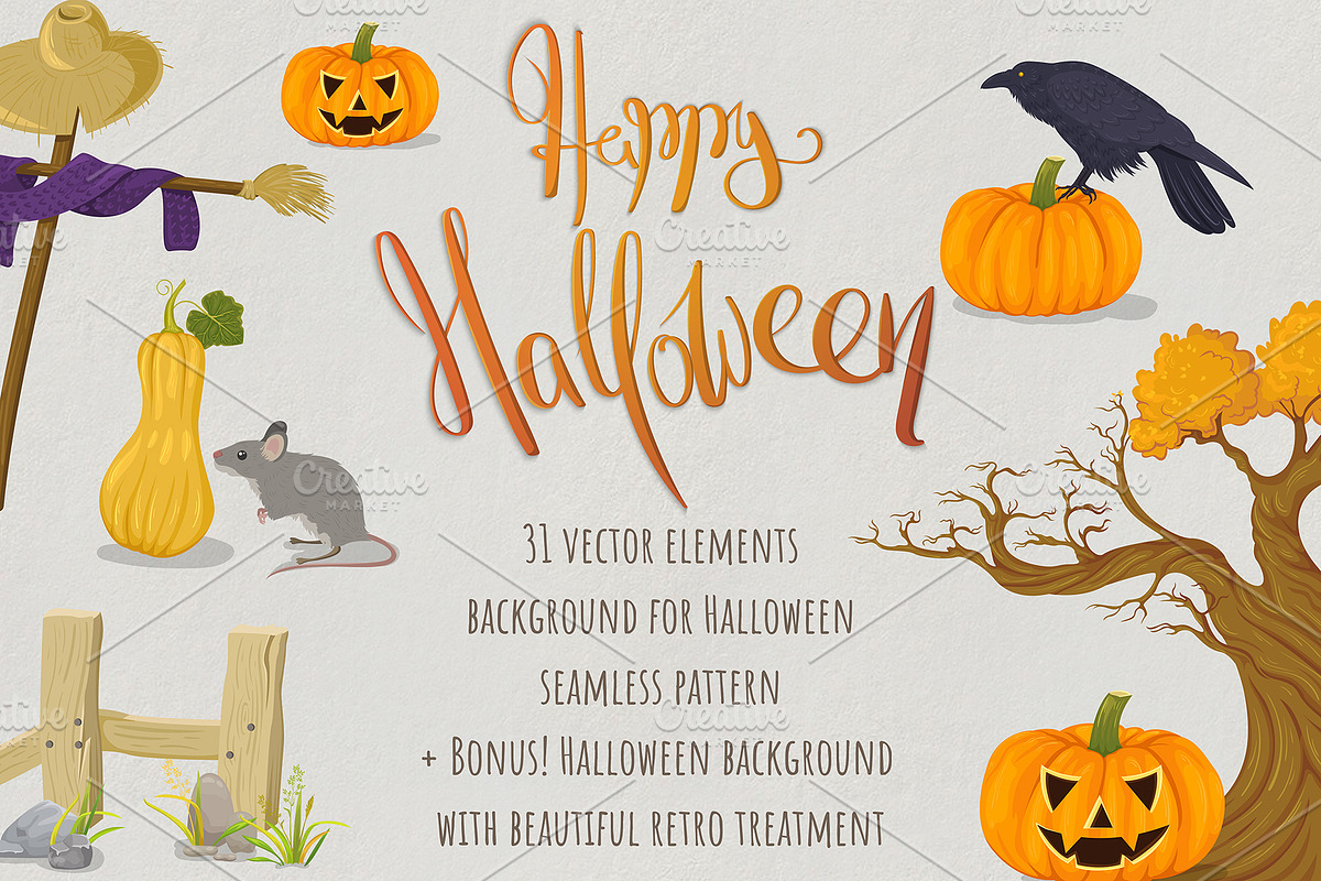 Halloween tree. Big set, an Illustration by HmarkaShop (Photo 1 of 5)