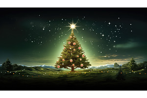twinkling evergreen tree outline ai, a Holiday Photo by pikepicture