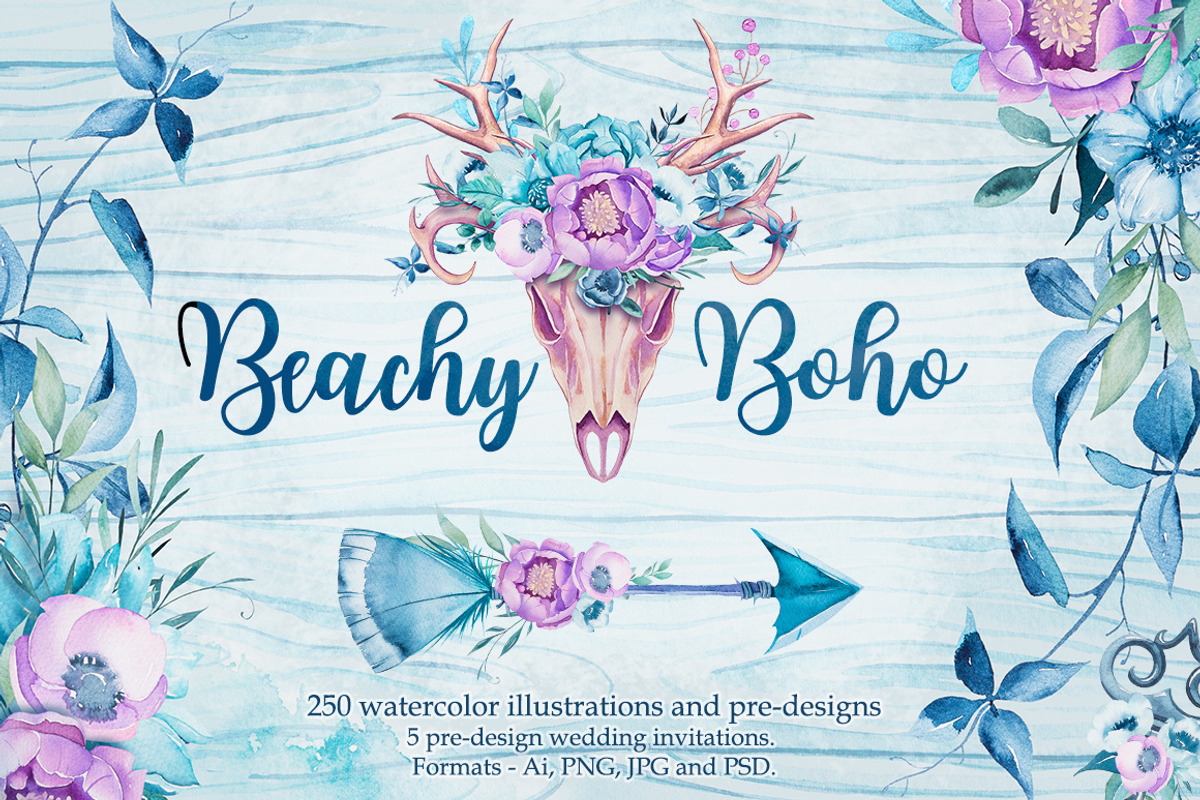 Beachy Boho watercolor, an Animal Illustration by AlexGreenArt (Photo 1 of 17)