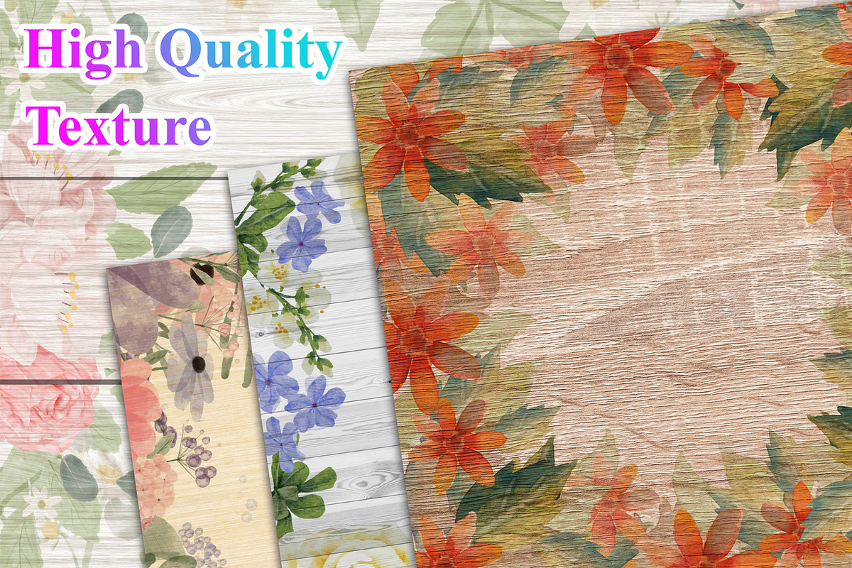 Floral Wood Digital Paper, a Texture Graphic by Digital Studio (Photo 3 of 3)
