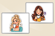 Girl Sipping CoffeeSticker Clipart, a Person Illustration by Stickera Hub (Thumbnail 5 of 8)