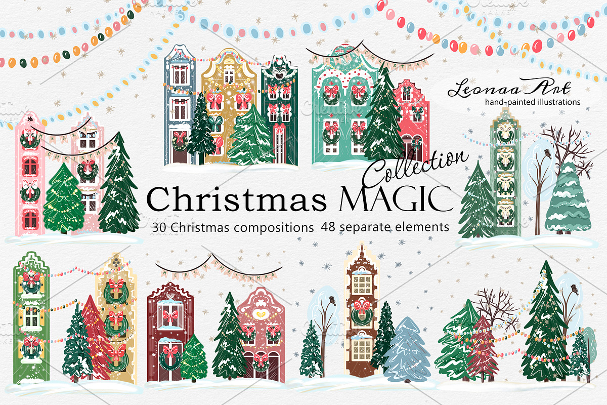 Christmas Magic Clip Art Collection, a Seasonal Illustration by Leonaa art (Photo 5 of 11)