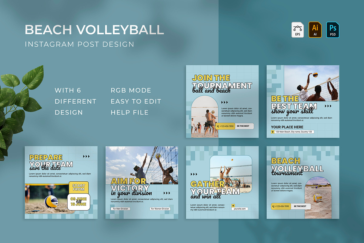 Beach Volleyball Tour Instagram Post, a Social Media Template by VUNIRA