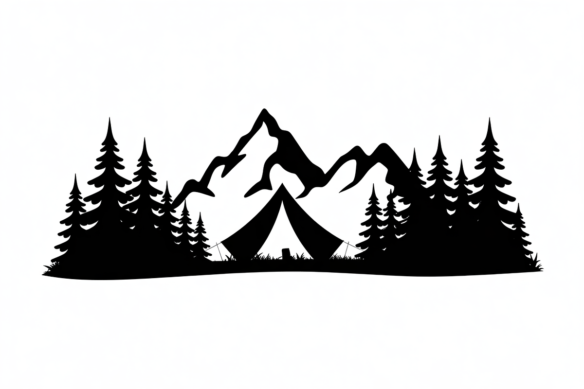 silhouette camping tent mountain, an Illustration by Amazin_art (Photo 6 of 17)