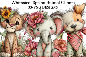Whimsical Spring Animal Clipart, an Illustration by Daily.Designs